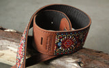 Copperpeace Mariposa Vintage Floral Embroidered Leather Guitar Strap 2