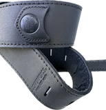Copperpeace_Homerun_Black_leather_guitar_strap_AlI_Black_Leather_with_Copperpeace_imprint