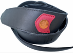 Copperpeace_Homerun_Guitar_Strap_Black_Leather_Red Pocket w/ Copper Medallion