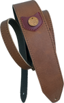 Copperpeace Homerun Guitar Strap Brown Leather – Red Pick Pocket with Copper Medallion Version