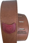 Copperpeace Homerun Guitar Strap Brown Leather with Red Embossed Pick Pocket