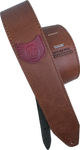 Copperpeace Homerun Guitar Strap Brown Leather with Red Embossed Pocket Version