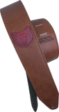 Copperpeace Homerun Guitar Strap Brown Leather with Red Embossed Pocket Version