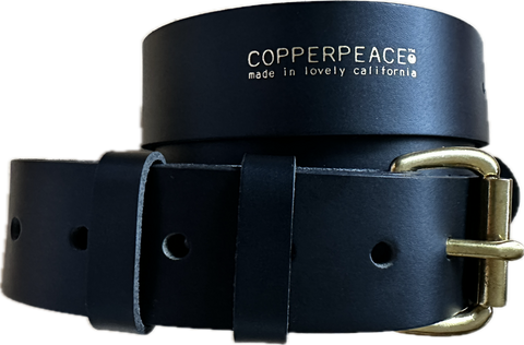 Copperpeace Old Style PHAT Guitar Strap - Black Leather with Brass Buckle