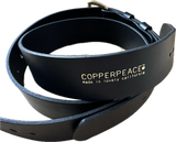 Copperpeace Old Style PHAT Guitar Strap - Black Leather with Brass Buckle Acoustic Guitar 2