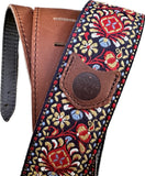 Mariposa Vintage Floral Embroidered Leather Guitar Strap