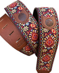 Copperpeace Mariposa Vintage Floral Embroidered Leather Guitar Strap