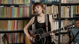 Molly Tuttle_studio_main performing with Copperpeace Glovely Silver Sequined Black Leather Guitar Strap — Red Pocket Version