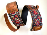 Copperpeace Mariposa Vintage Floral Brown Leather ACOUSTIC Guitar Strap